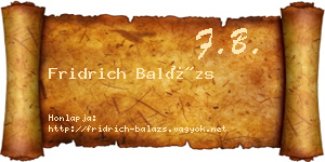 Fridrich Balázs névjegykártya